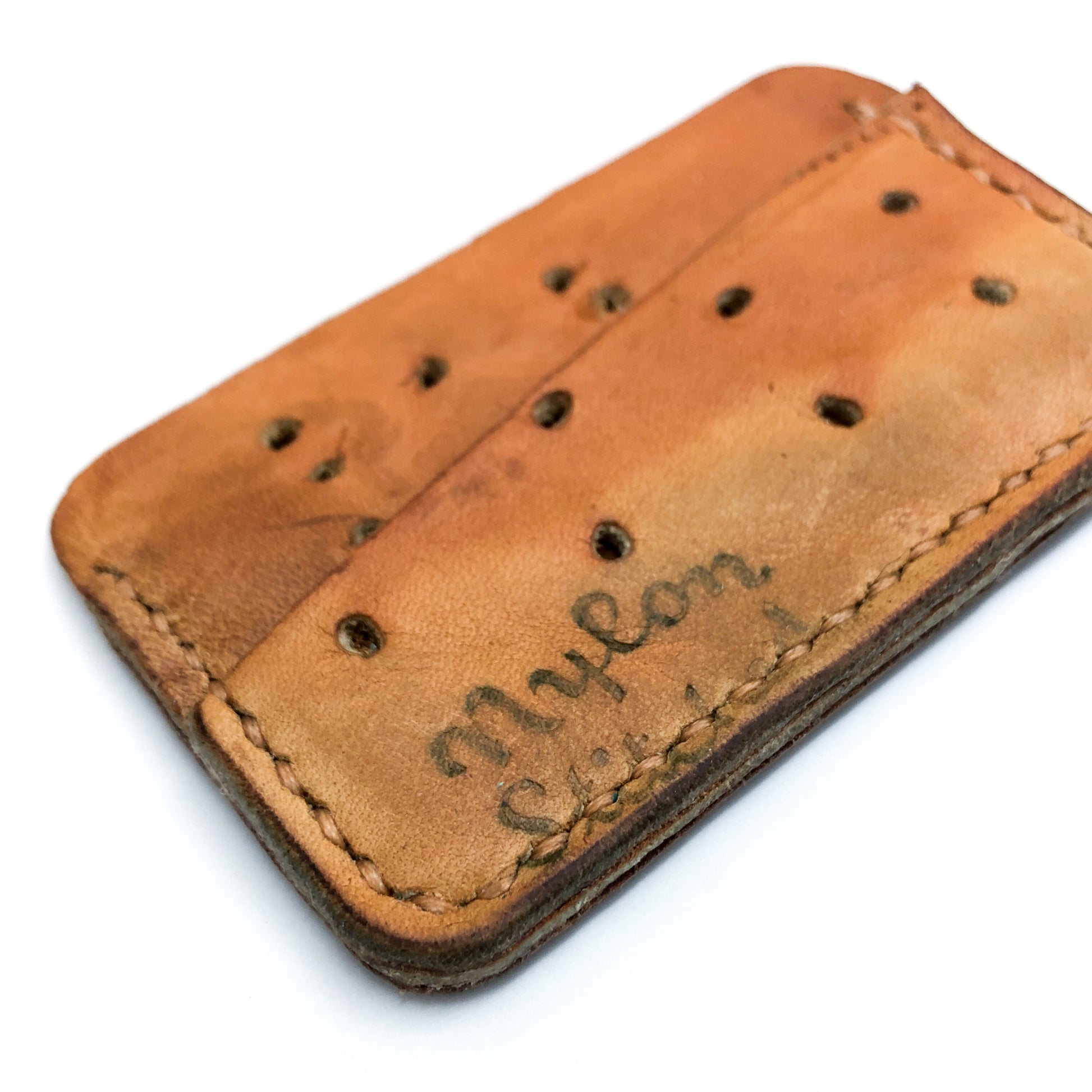 Repurposed Baseball Glove Double Card Holder Wallet Cooper Made In Canada