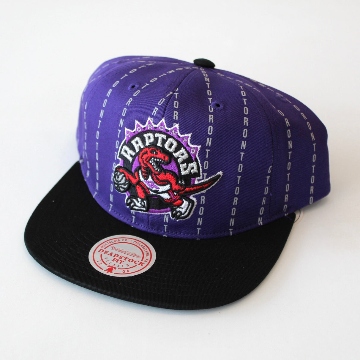 Mitchell and Ness Stripe Deadstock HWC Toronto Raptors Snapback retro basketball hardwood classic
