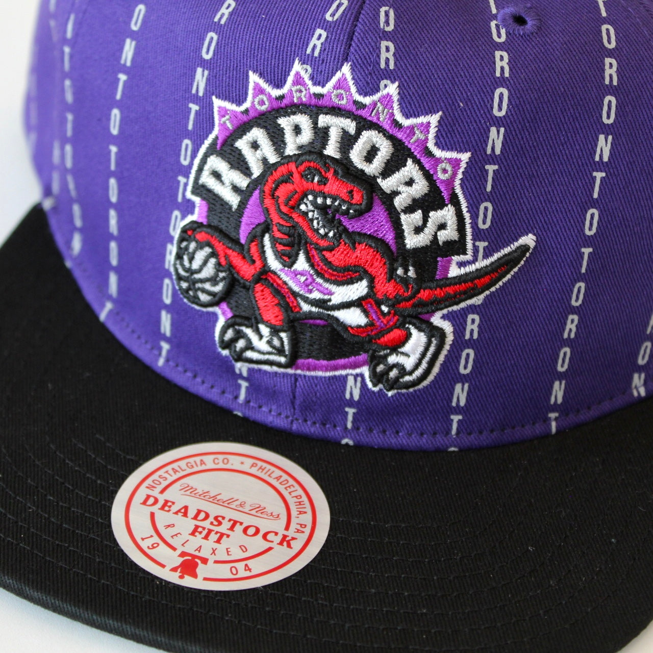 Mitchell and Ness Stripe Deadstock HWC Toronto Raptors Snapback retro basketball hardwood classic