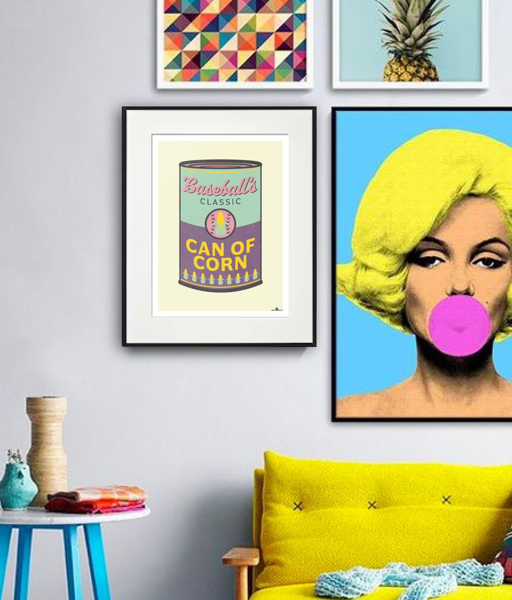 Baseball wall decor "Can of Corn" 4-Up + 1-Up Digital Prints