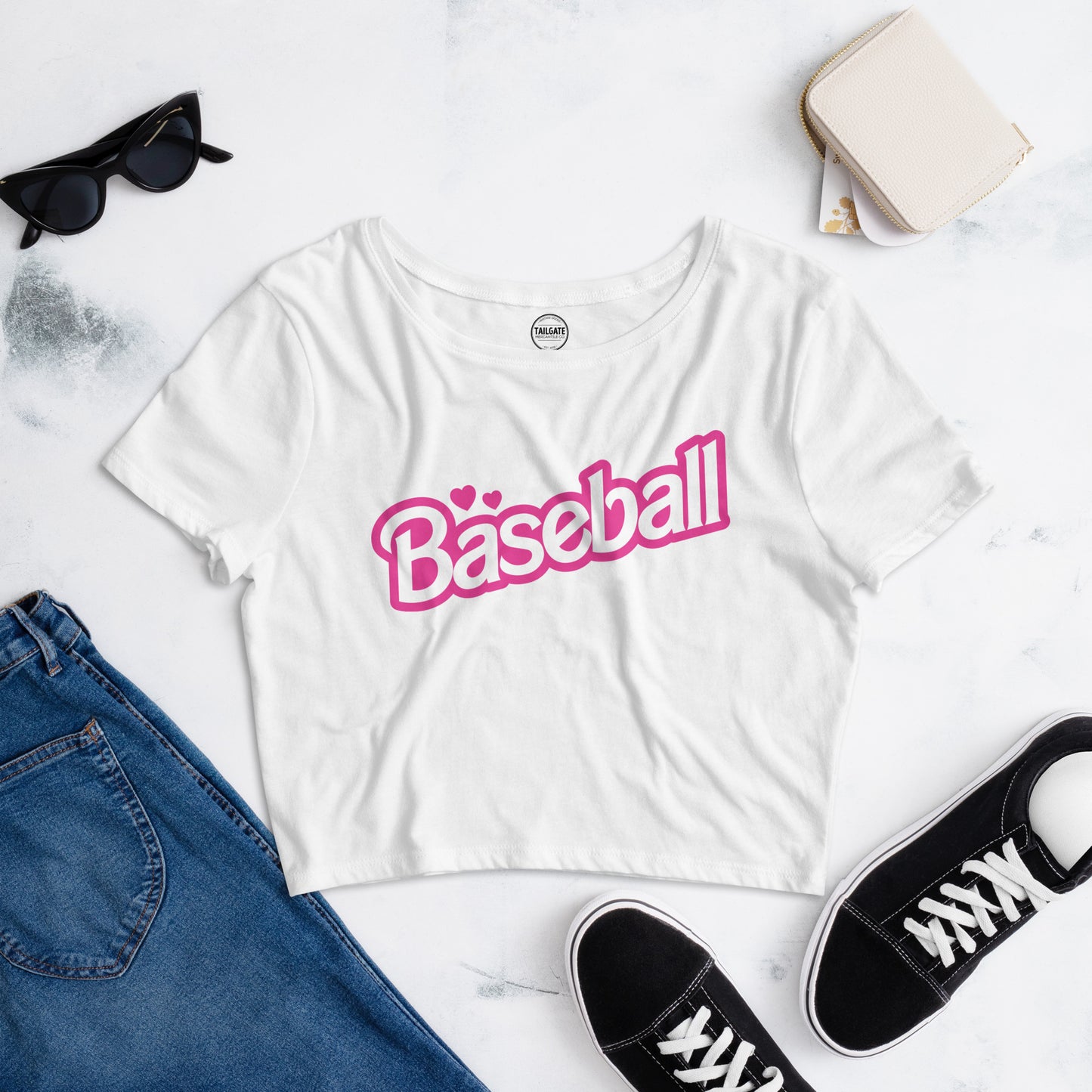 Pink Baseball Barbie Women’s Crop Tee mlb girls