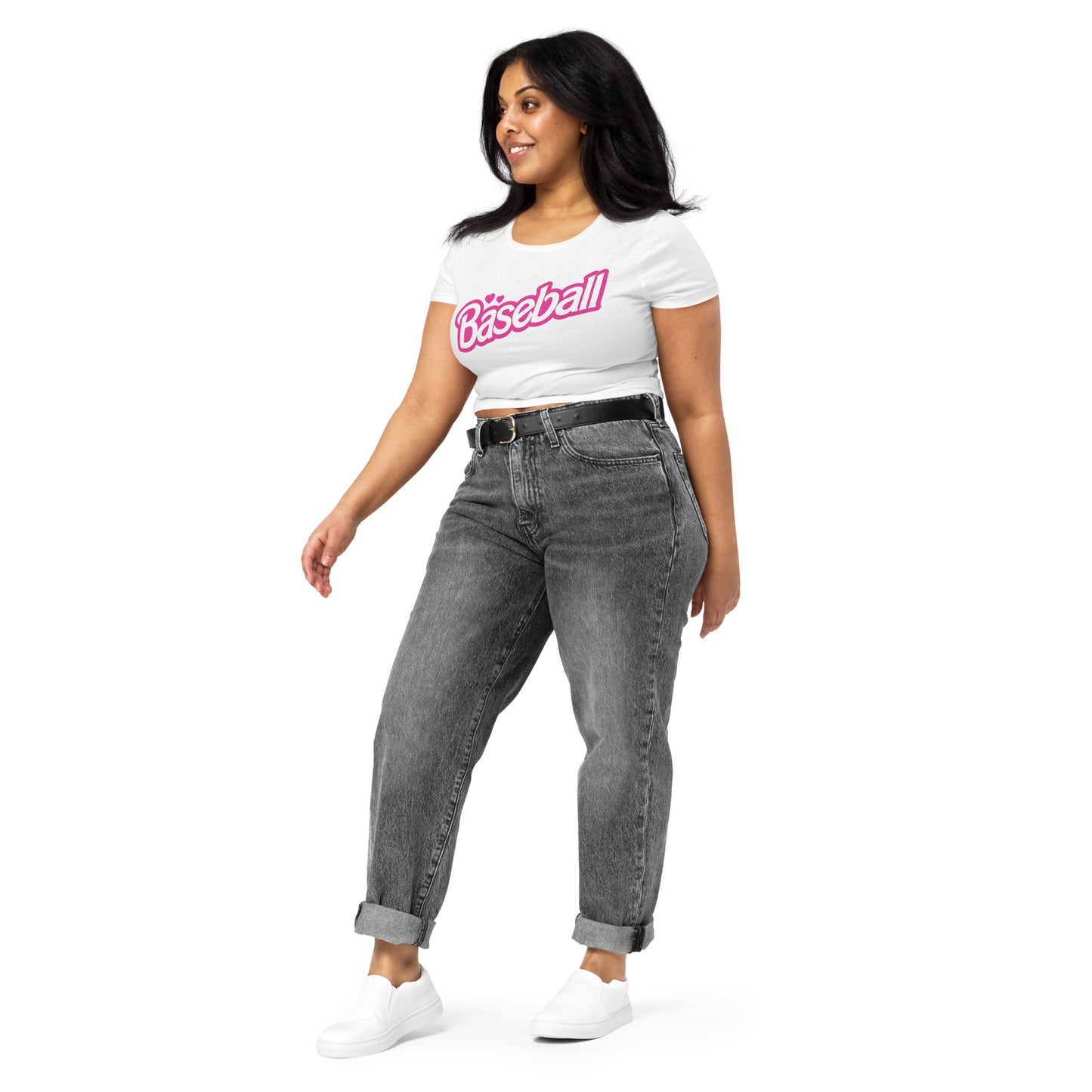 Pink Baseball Barbie Women’s Crop Tee girls mlb