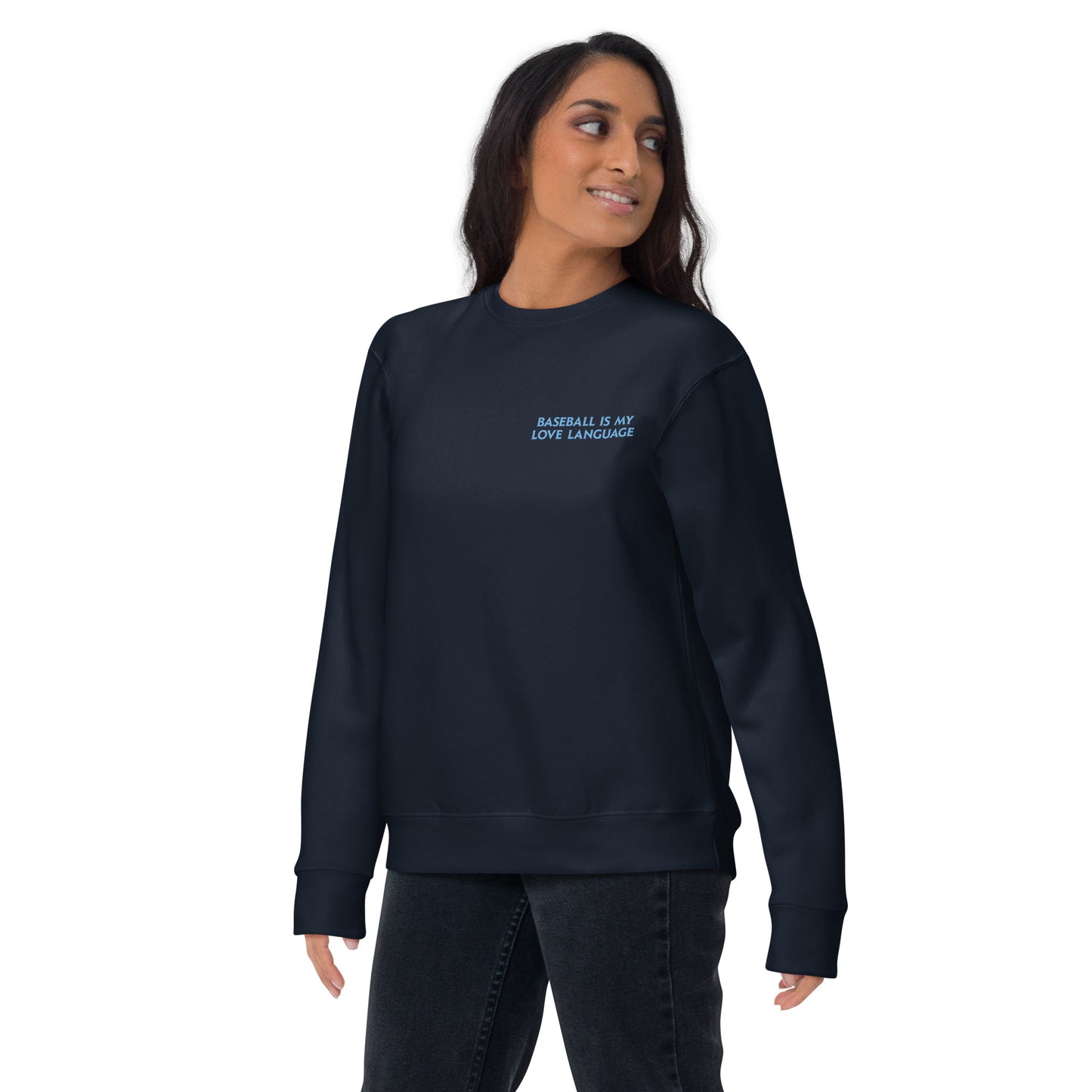 **ONLINE EXCLUSIVE** TMCo Baseball Is My Love Language Navy Unisex Sweatshirt