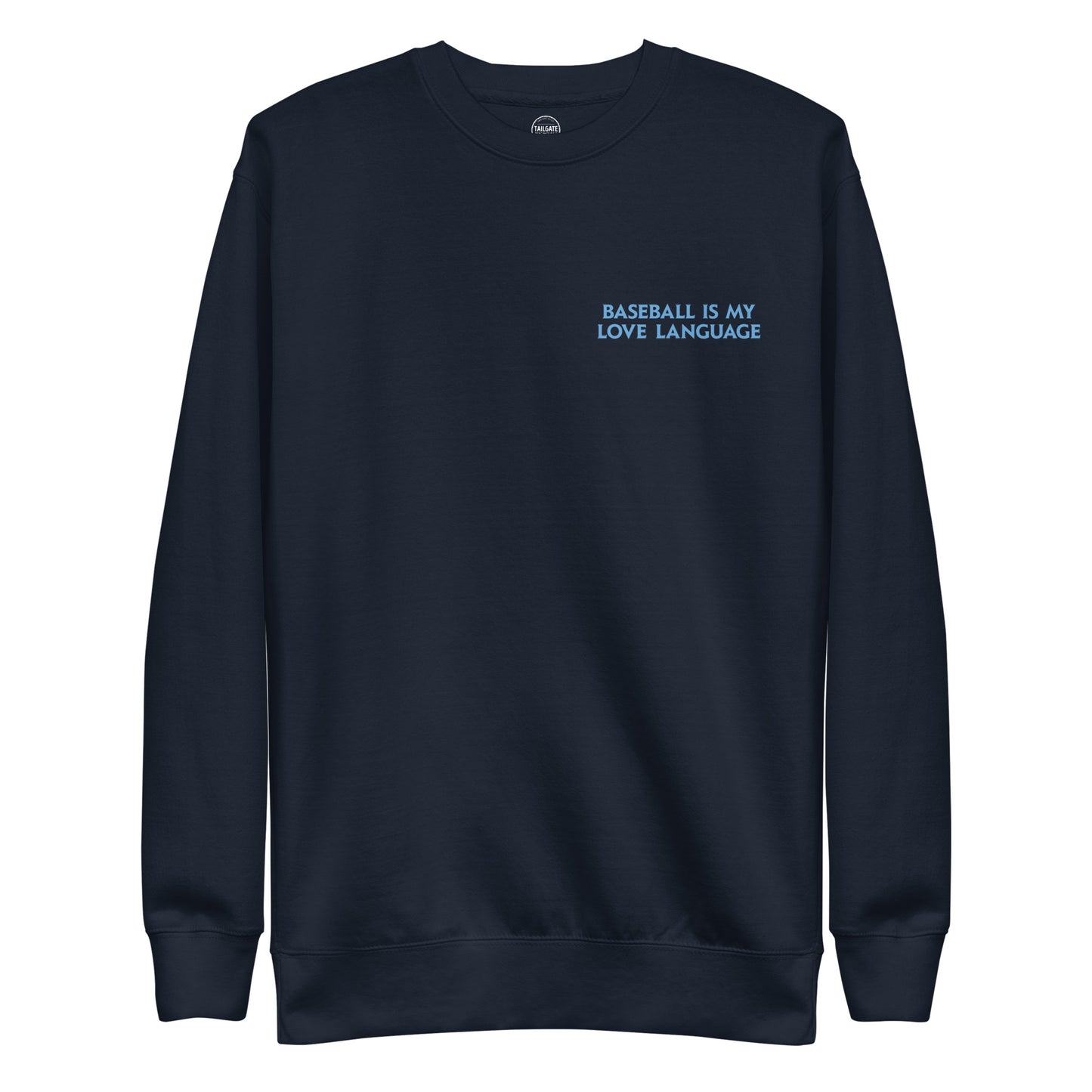 **ONLINE EXCLUSIVE** TMCo Baseball Is My Love Language Navy Unisex Sweatshirt