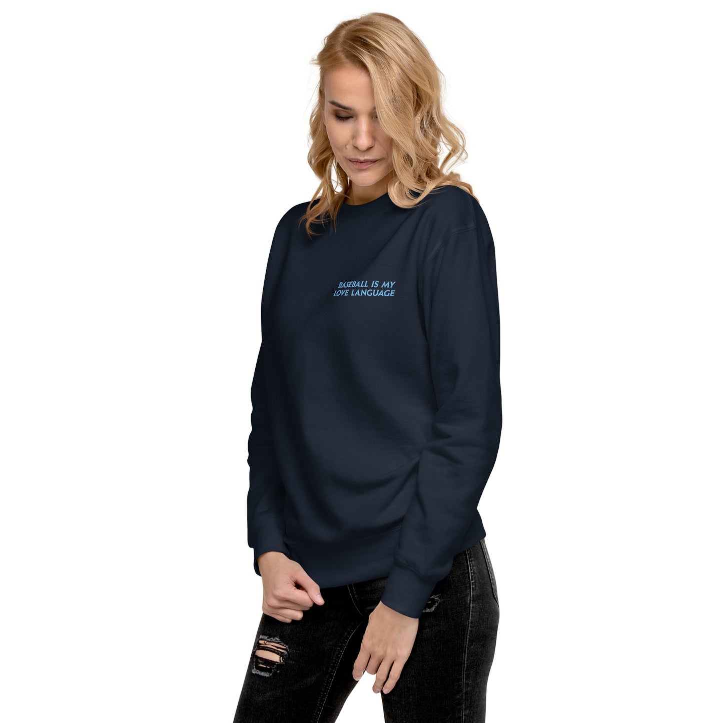 **ONLINE EXCLUSIVE** TMCo Baseball Is My Love Language Navy Unisex Sweatshirt