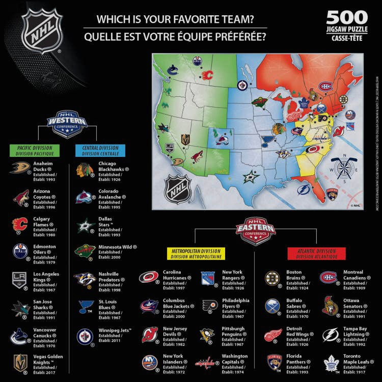 MasterPieces NHL League Map 500 Piece Puzzle