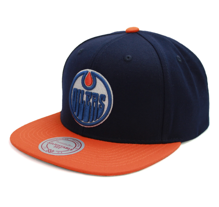 Mitchell and Ness Team 2-Tone Navy 2.0 NHL Edmonton Oilers Snapback nhl hockey hat