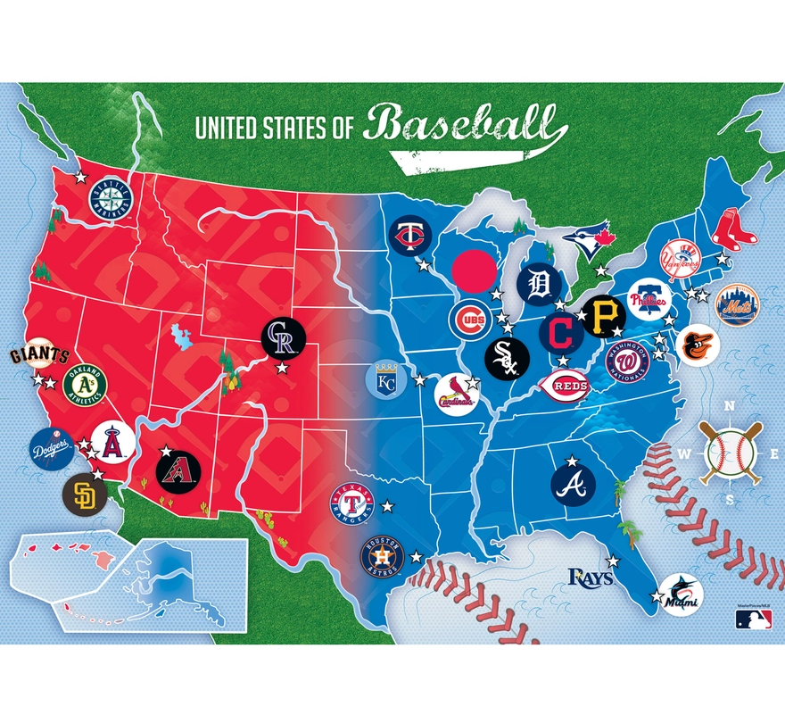 MasterPieces MLB League Map 500 Piece Puzzle baseball kid