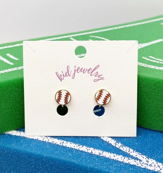 Prep Obsessed Kids Clip On Baseball Earrings