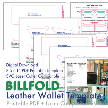 DIY billfold leather wallet template