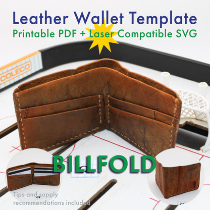DIY billfold leather wallet template