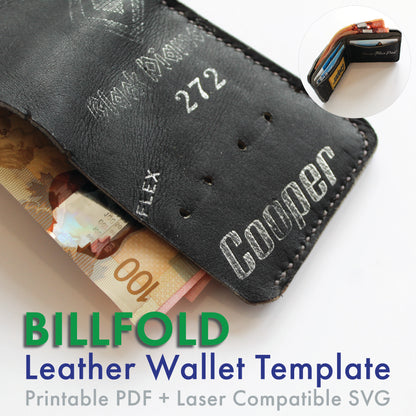 DIY billfold leather wallet template