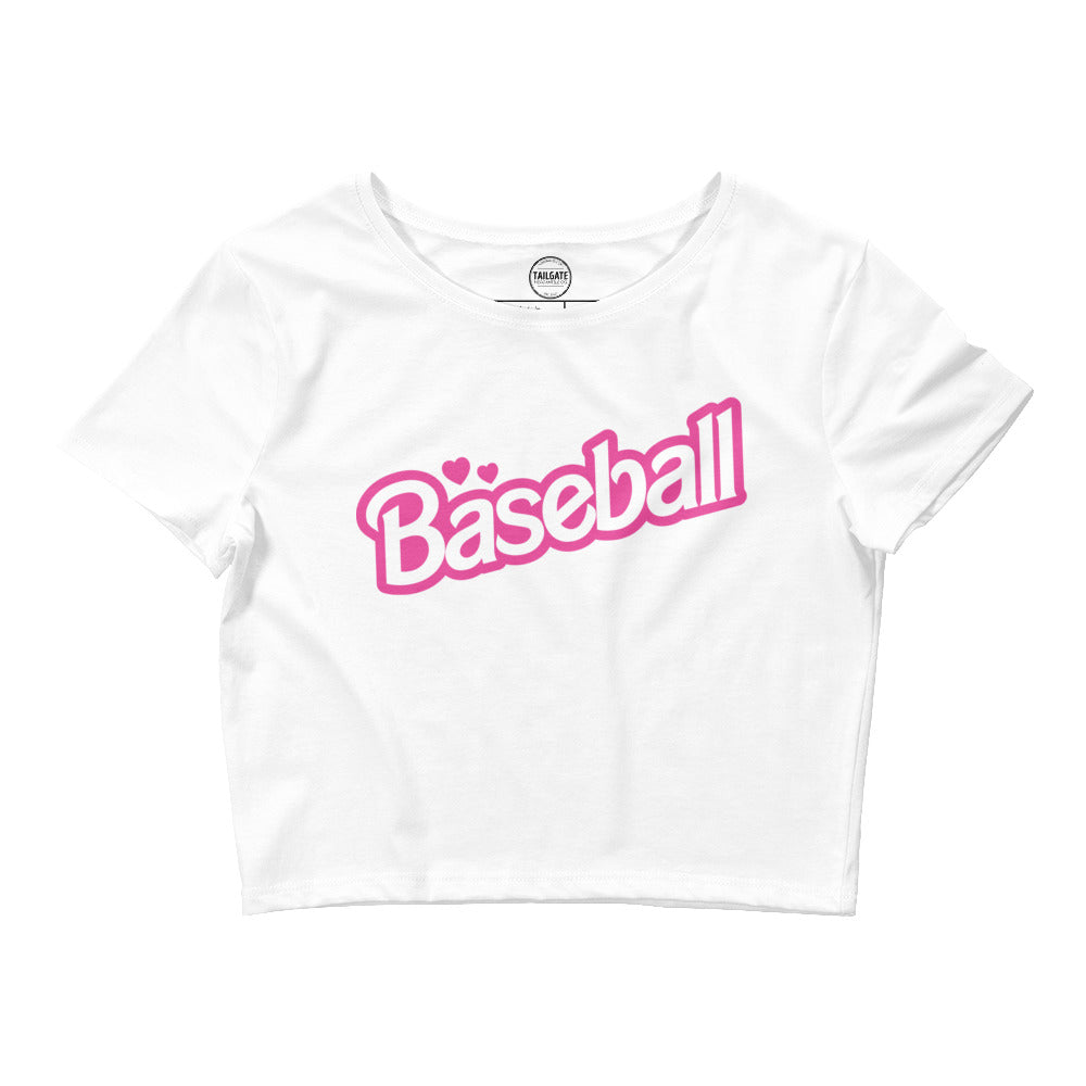 Pink Baseball Barbie Women’s Crop Tee mlb girls