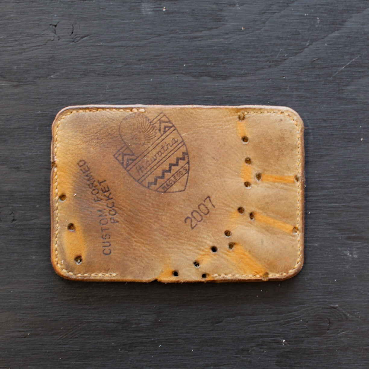 McLeod-Stedman Hiawatha/Tan Stitch custom handcrafted Repurposed Baseball Glove Bifold Card Holder Wallet