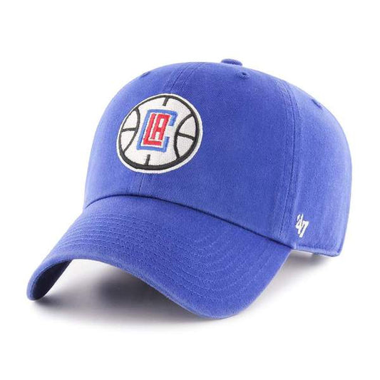 Image of royal blue clean up style hat with embroidered NBA LA Clippers logo on front.