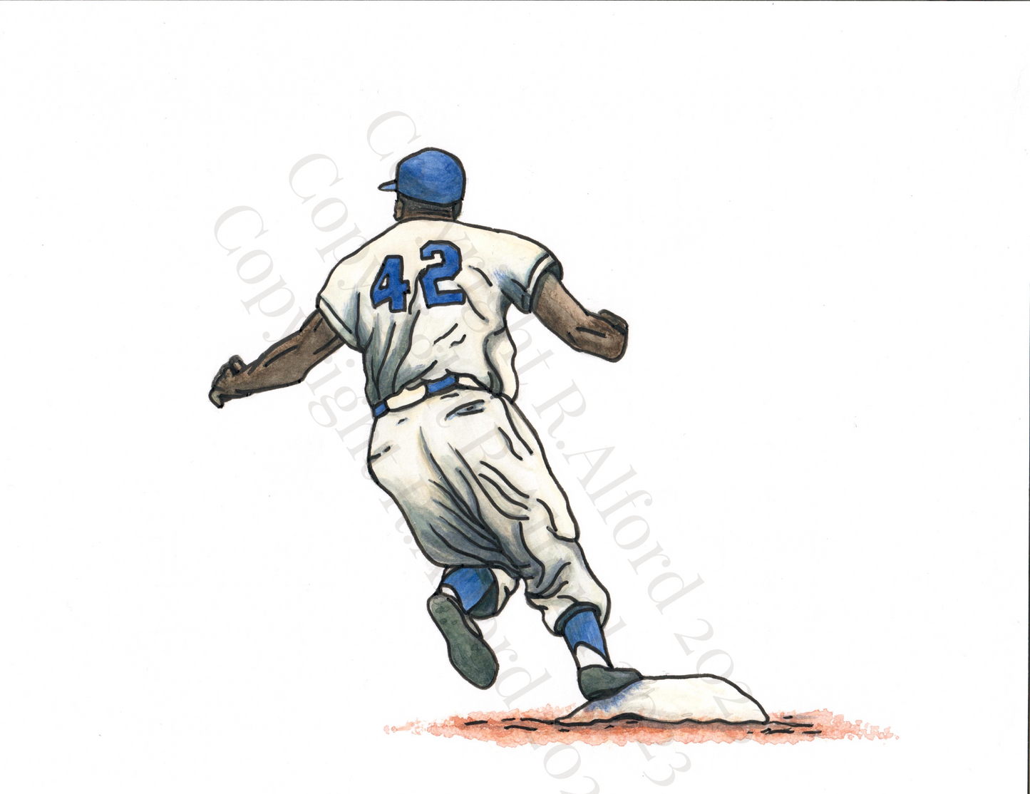 Baseball wall decor Jackie Robinson Brooklyn dodgers #42 watercolour watercolour Prints