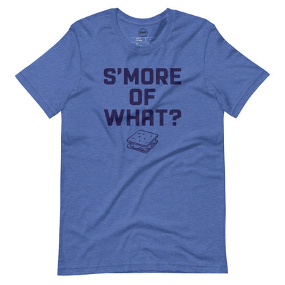 Image of heather royal blue t-shirt with design of "S'more of what?" in navy located on centre chest. FOR.EV.ER. is an homage to the great baseball movie "The Sandlot". This design is exclusive to Tailgate Mercantile and available only online.