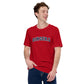 Image of man wearing a red t-shirt with design of "DINGERS" in Boston Red Sox style font located on centre chest. This design is exclusive to Tailgate Mercantile and available only online.
